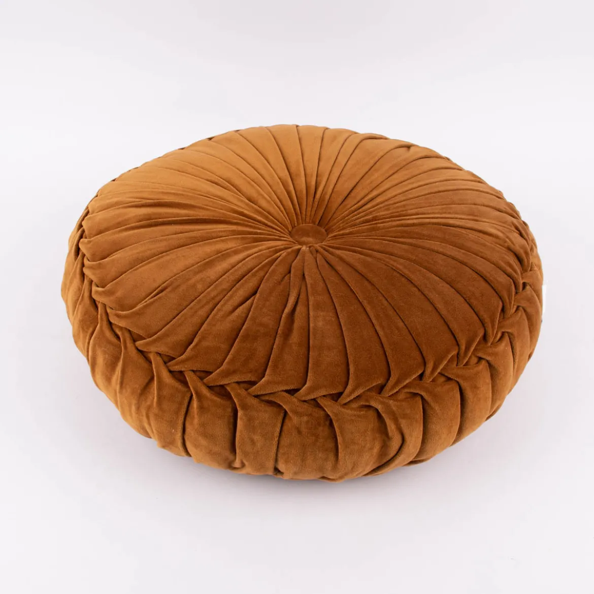Kissen Samtkissen rund dunkles camel braun 60x12cm