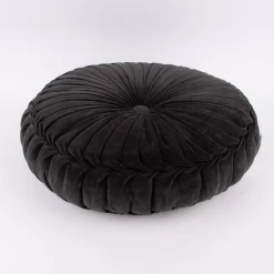 Kissen Samtkissen rund schwarz 60x12cm