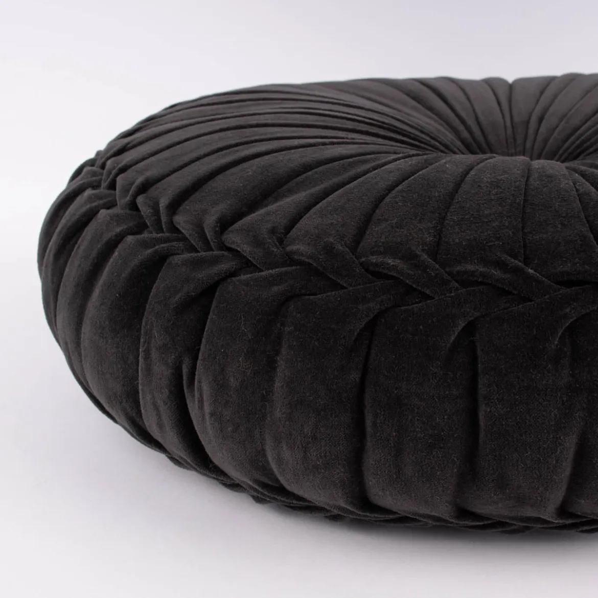 Kissen Samtkissen rund schwarz 60x12cm