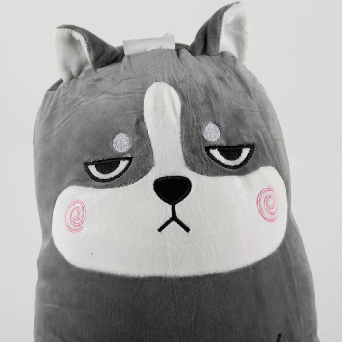 Kissen Spandex Super Soft Plüsch Grumpy Dog grau 60cm