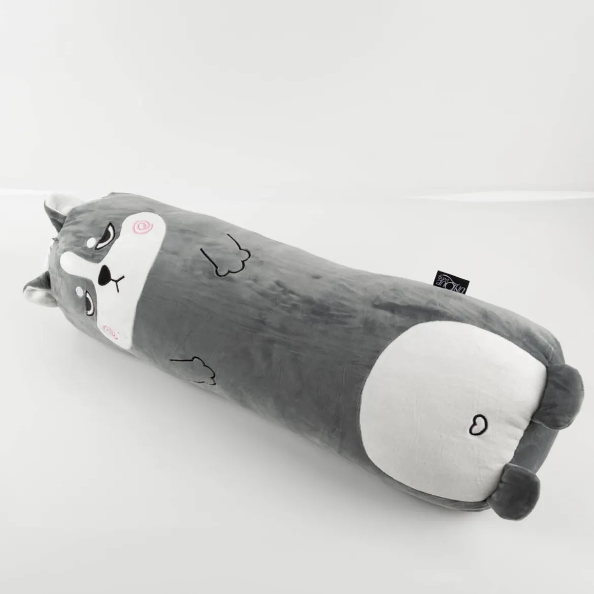 Kissen Spandex Super Soft Plüsch Grumpy Dog grau 60cm