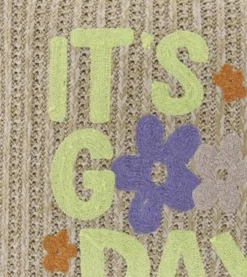 Kissen Strickkissen ITS A GOOD DAY beige 45x45cm