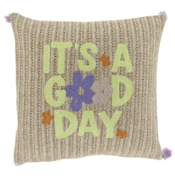 Kissen Strickkissen ITS A GOOD DAY beige 45x45cm