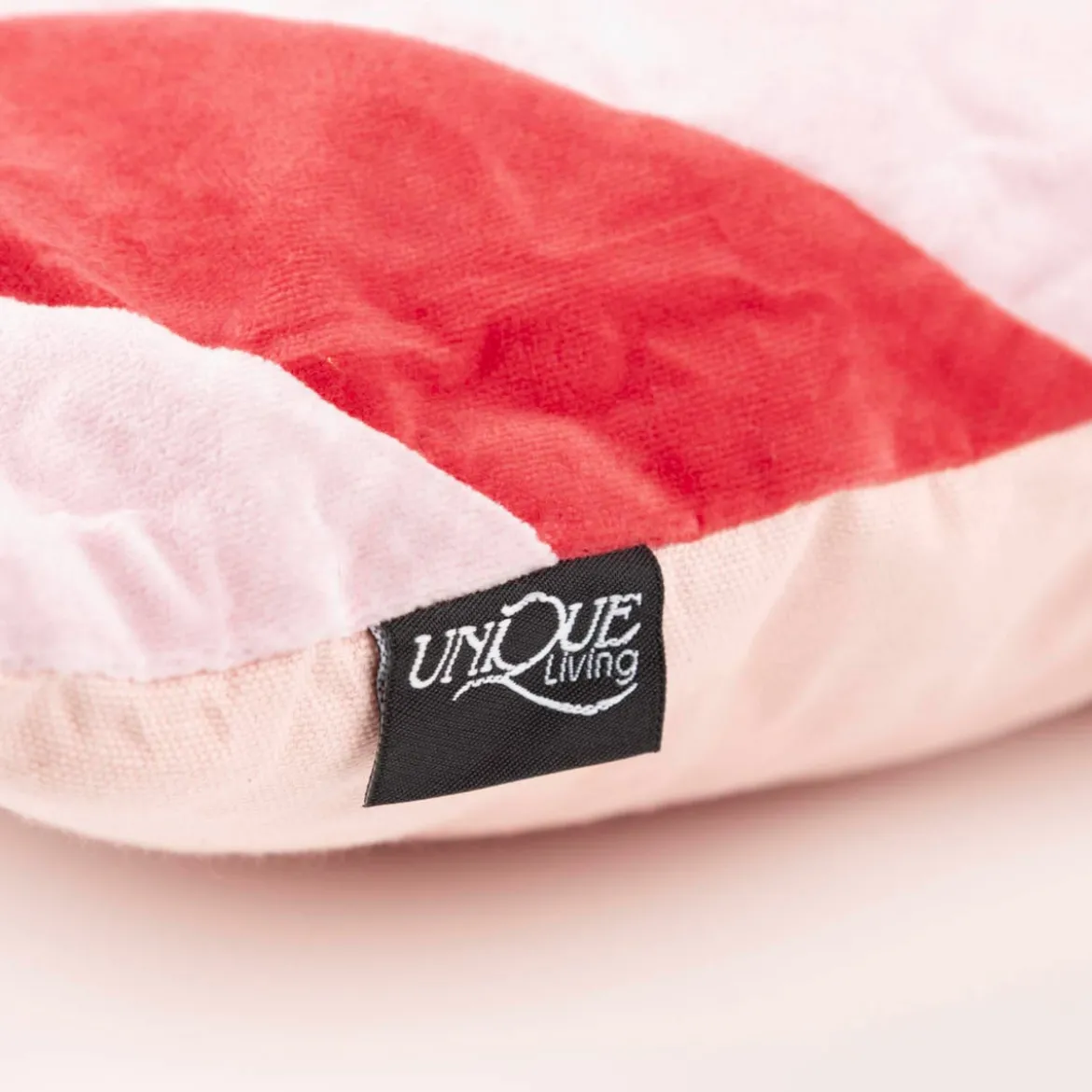 Kissen Stripe Querstreifen Samt Rot Rosa 45x45cm