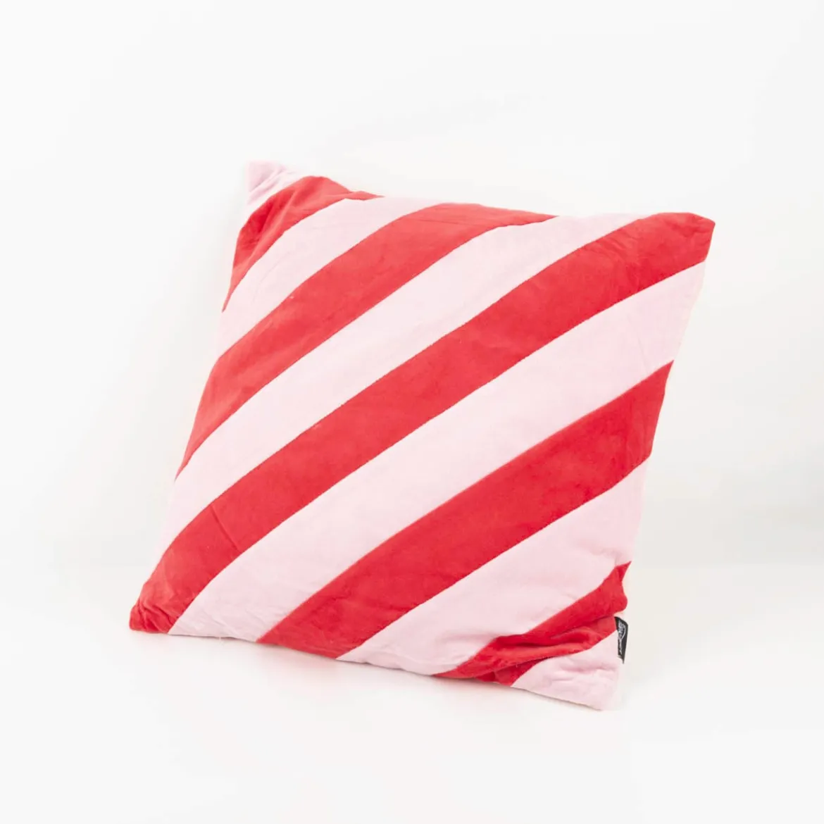 Kissen Stripe Querstreifen Samt Rot Rosa 45x45cm