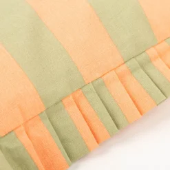 Kissen Summer Stripes mit Rüschenrand Baumwolle peach grün 45x45cm