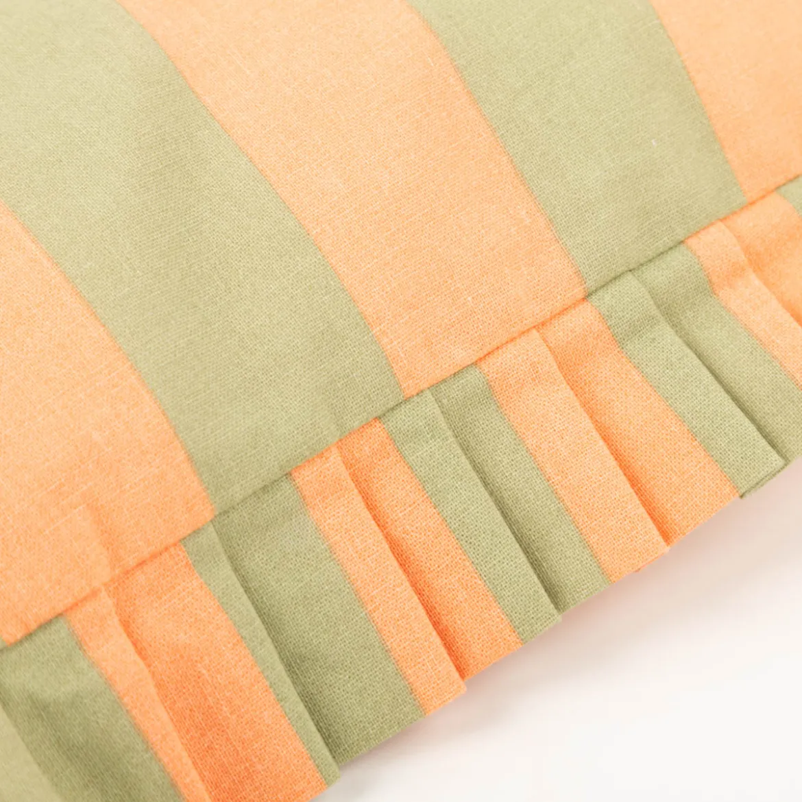 Kissen Summer Stripes mit Rüschenrand Baumwolle peach grün 45x45cm