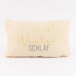 Kissen Winter Schlaf Sterne hellbeige grau gold 25x40cm von La Vida