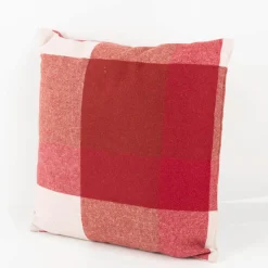 Kissen Wolloptik Karo rot 45x45cm