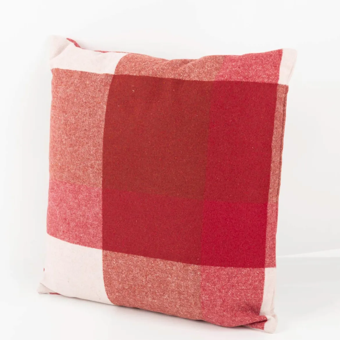Kissen Wolloptik Karo rot 45x45cm