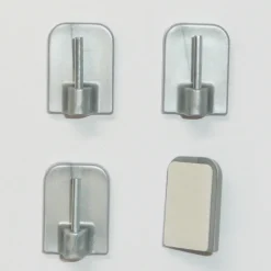 Klebehaken Selbstklebehaken für Vitragenstangen silber 4er Pack