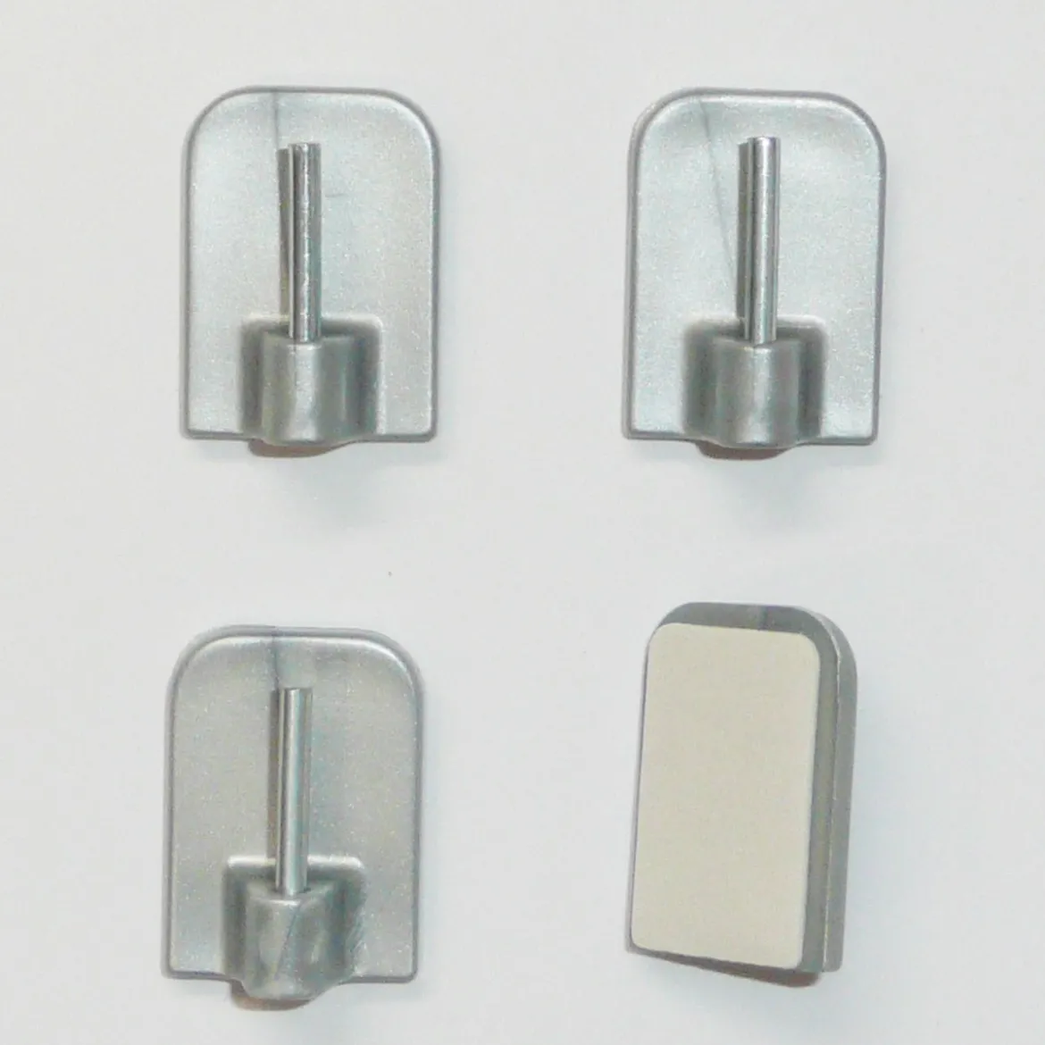 Klebehaken Selbstklebehaken für Vitragenstangen silber 4er Pack