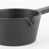 Kleiner Kochtopf Gusseisen mit Griff schwarz 10x17cm