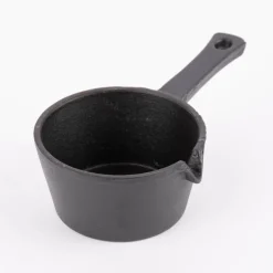 Kleiner Kochtopf Gusseisen mit Griff schwarz 10x17cm