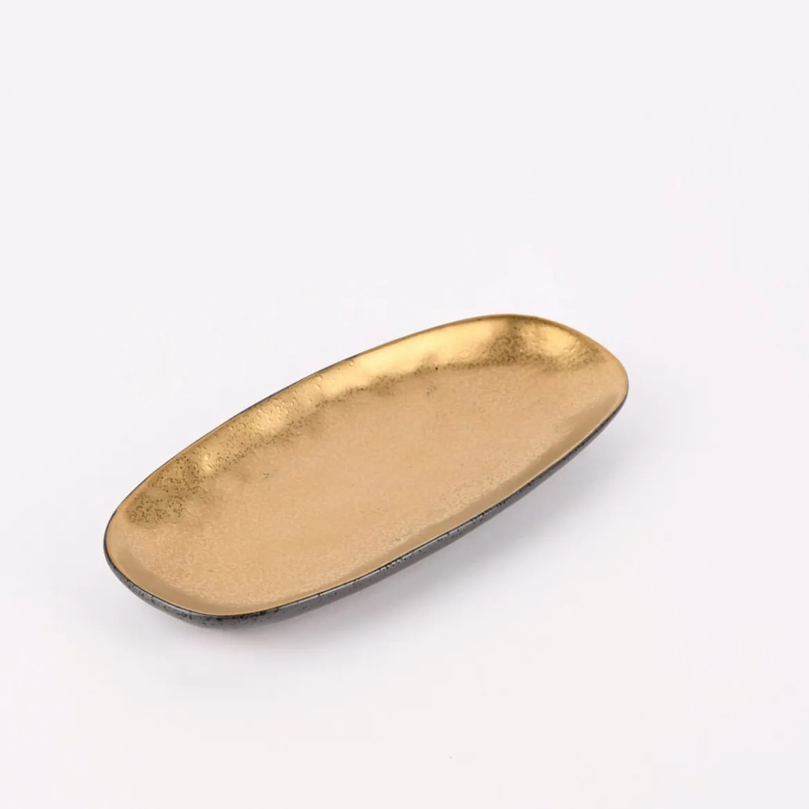Kleiner Teller oval Glamour Porzellan goldfarbig schwarz 25x11,5cm versch. Varianten