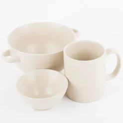 Kleine Schale aus Keramik weiß beige oder taupe 10x5cm