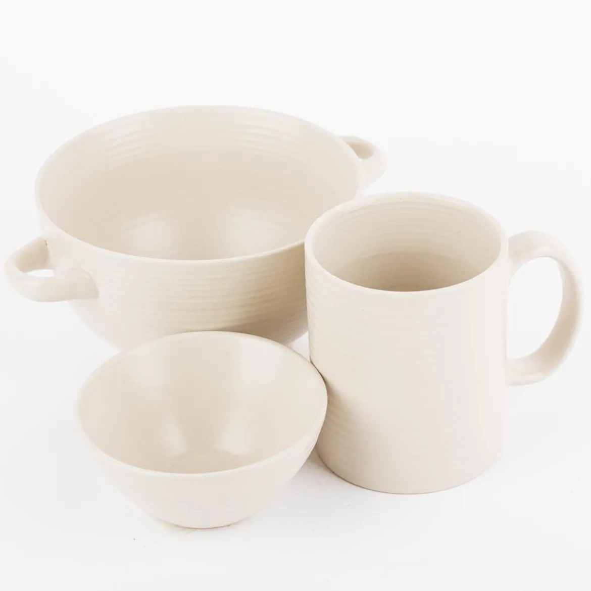 Kleine Schale aus Keramik weiß beige oder taupe 10x5cm