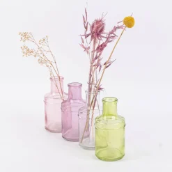 Kleine Vase Flaschenform zylinderförmig transparent Glas verschiedenen Farben 6,5x13cm