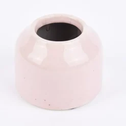 Kleine Vase rustikal einfarbig rosa Keramik 9x7cm