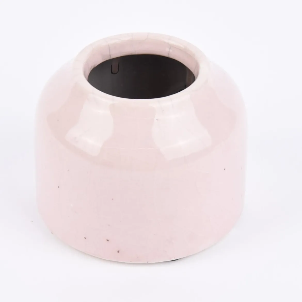 Kleine Vase rustikal einfarbig rosa Keramik 9x7cm