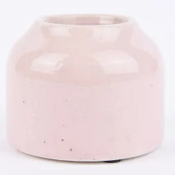 Kleine Vase rustikal einfarbig rosa Keramik 9x7cm