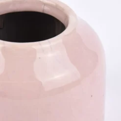 Kleine Vase rustikal einfarbig rosa Keramik 9x7cm