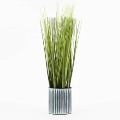 Künstliches Gras im Metalltopf grün schwarz 9,5x45cm