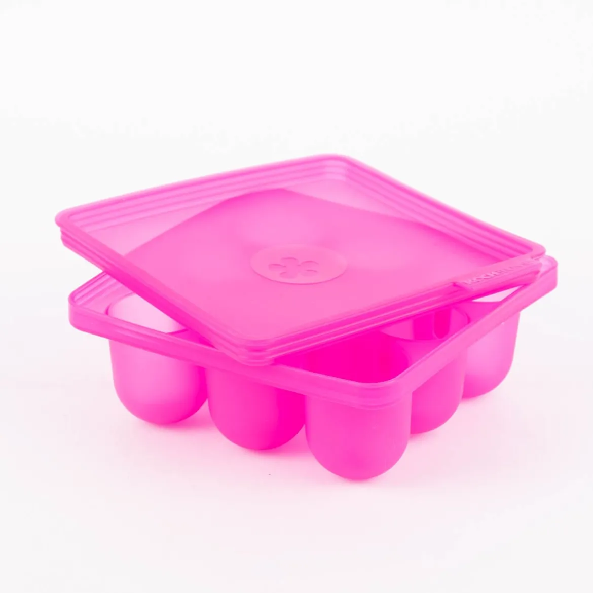 Kochblume Eiswürfelform Halbrund L Silikon mit Deckel pink 16x16x6cm