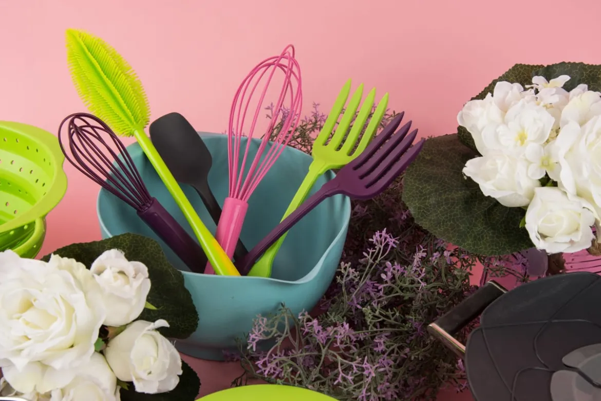 Kochblume Küchengabel Serviergabel Silikongabel 27cm limette