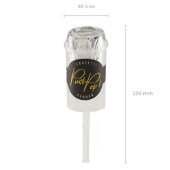 Konfetti Kanone Push Pop silber glänzend 1,5cm
