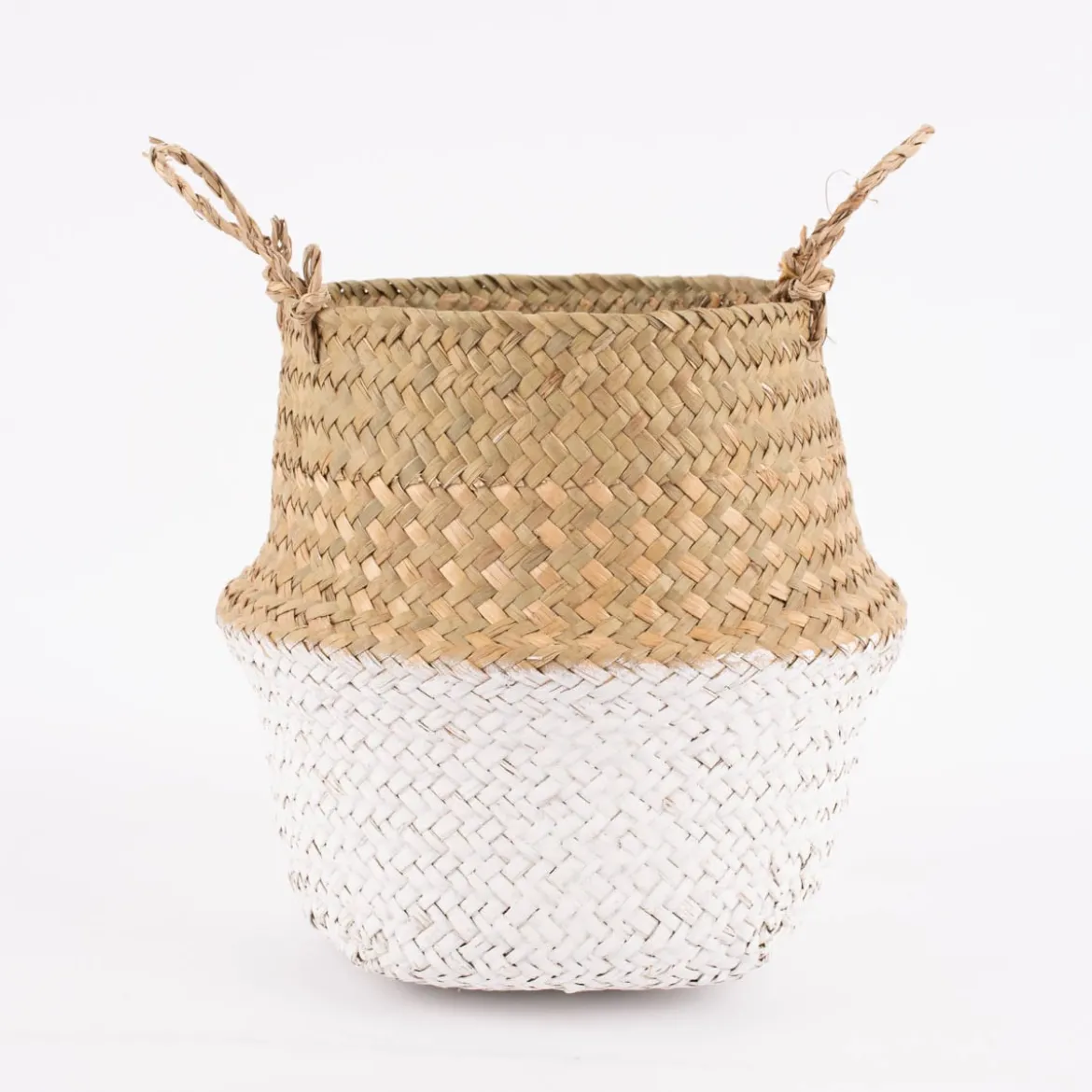 Korb aus Seegras mit Farbabsatz natur weiß 20x21,5cm