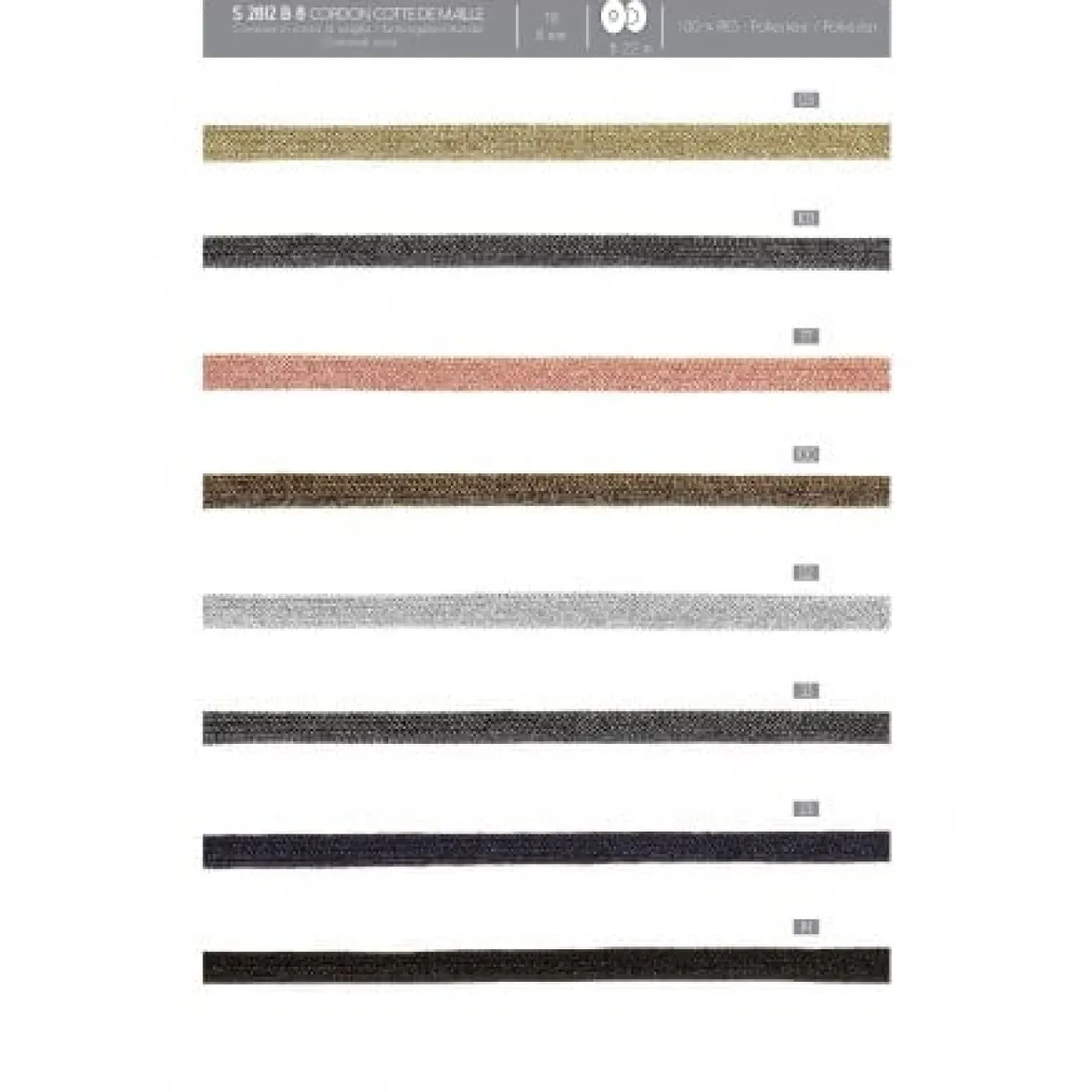 Kordel Kettengeflecht flach Metallic schwarz 8mm Breite