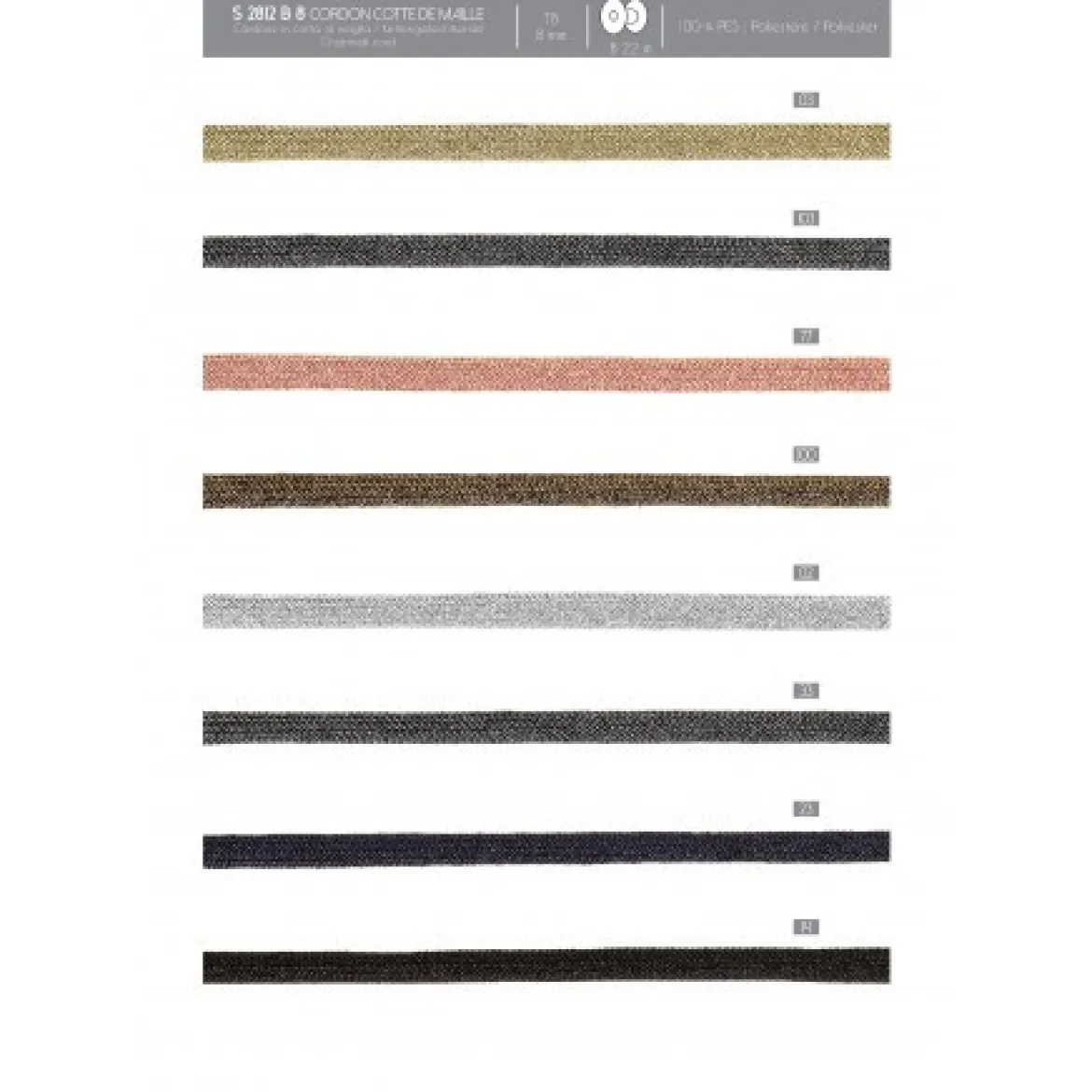 Kordel Kettengeflecht flach Metallic mittelgrau 8mm Breite