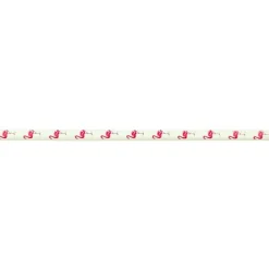 Kordel Kunstleder Zierband Flamingo weiß pink Breite: 6mm