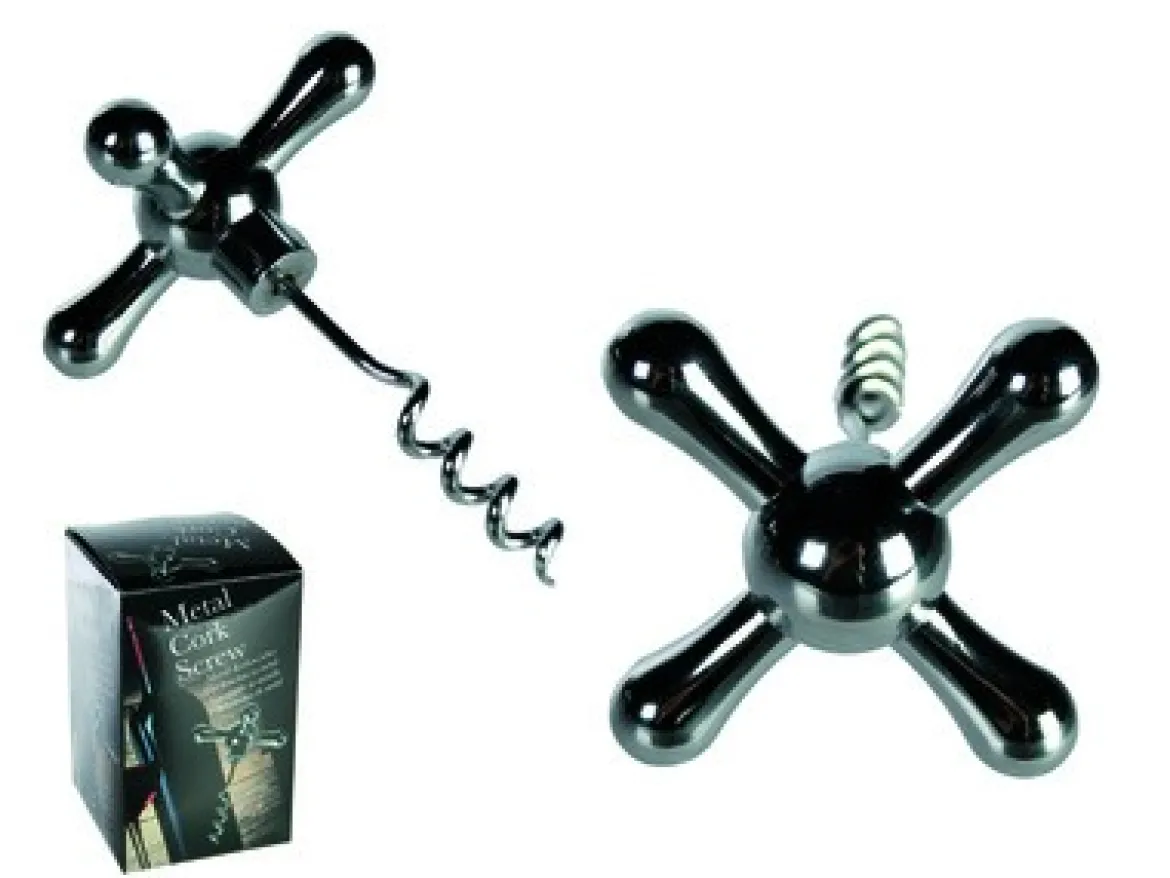 Korkenzieher Metall Nostalgie silberfarbig 10x5,5cm