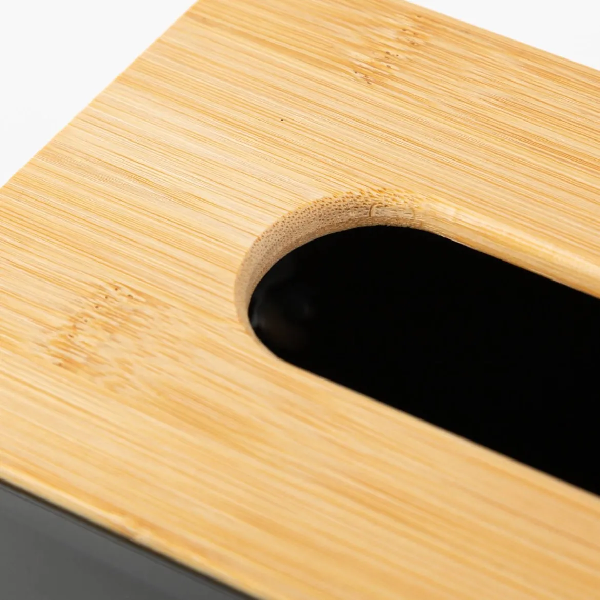 Kosmetiktücherbox mit Bambusdeckel schwarz natur 26x16x8,5cm