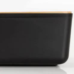 Kosmetiktücherbox mit Bambusdeckel schwarz natur 26x16x8,5cm