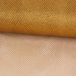 Kreativstoff Tüll Gitterstoff Lurex fest Glitzer goldfarbig 1,4m Breite
