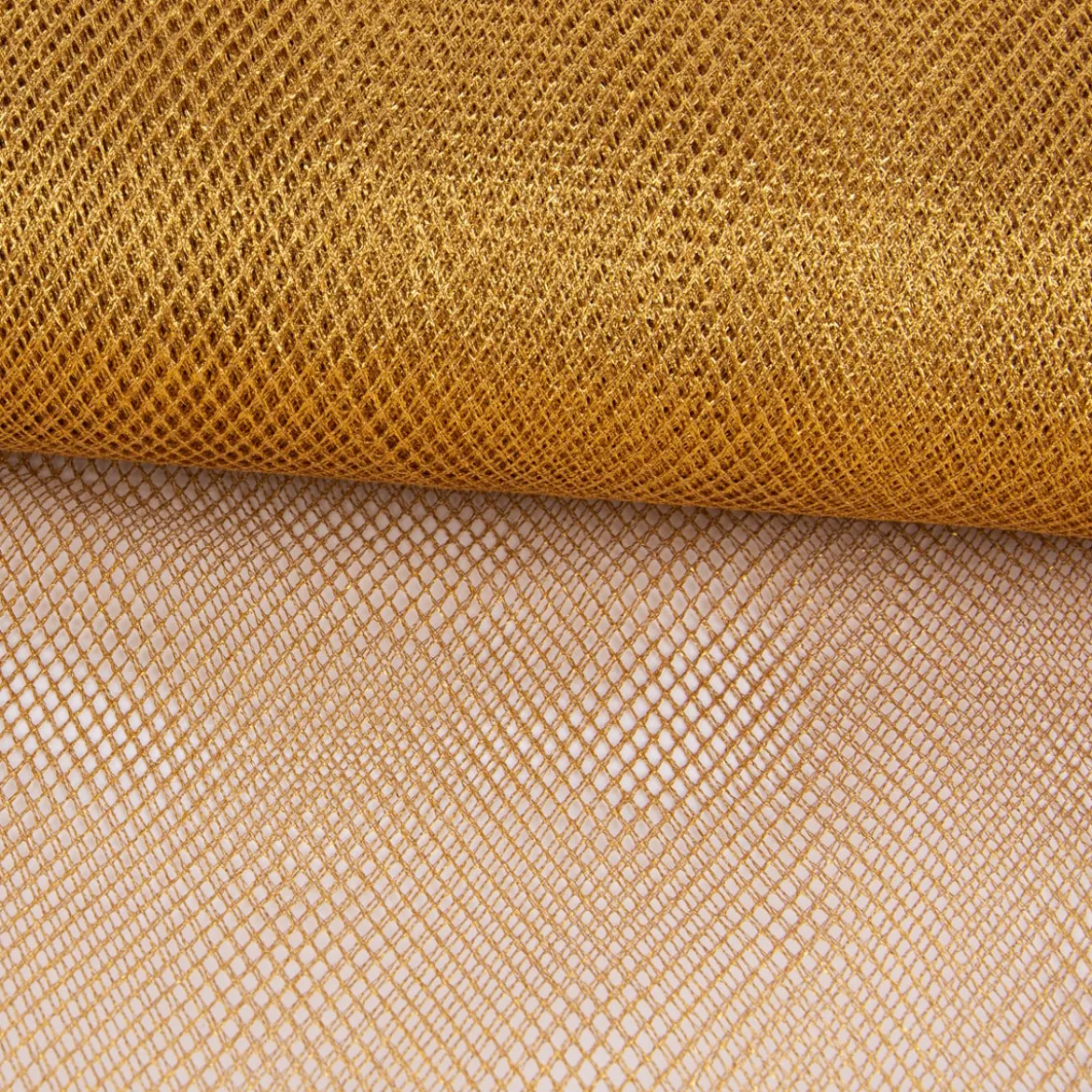 Kreativstoff Tüll Gitterstoff Lurex fest Glitzer goldfarbig 1,4m Breite