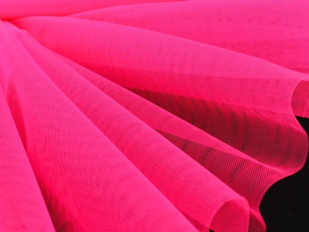Kreativstoff Tüll Polyester neon pink 1,4m Breite