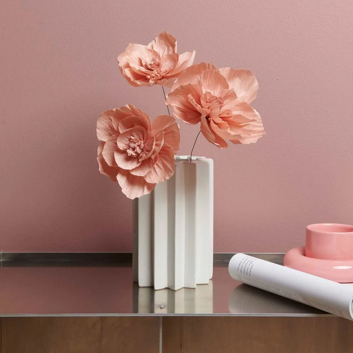 Krepppapier Blüten lachs von Rico Design im 3er Set