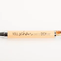 Kugelschreiber "Voll schön, dass es dich gibt" Lama apricot weiß von La Vida