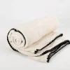 Kuscheldecke Jade mit Kettelrand superflauschig weich Dove White 130x180cm