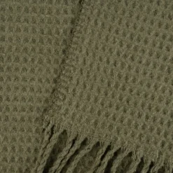 Kuscheldecke mit Waffelstruktur und Fransen grün 150x200cm