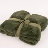 Kuscheldecke zweilagig aus Polyesterplüsch einfarbig khaki grün 130x160cm
