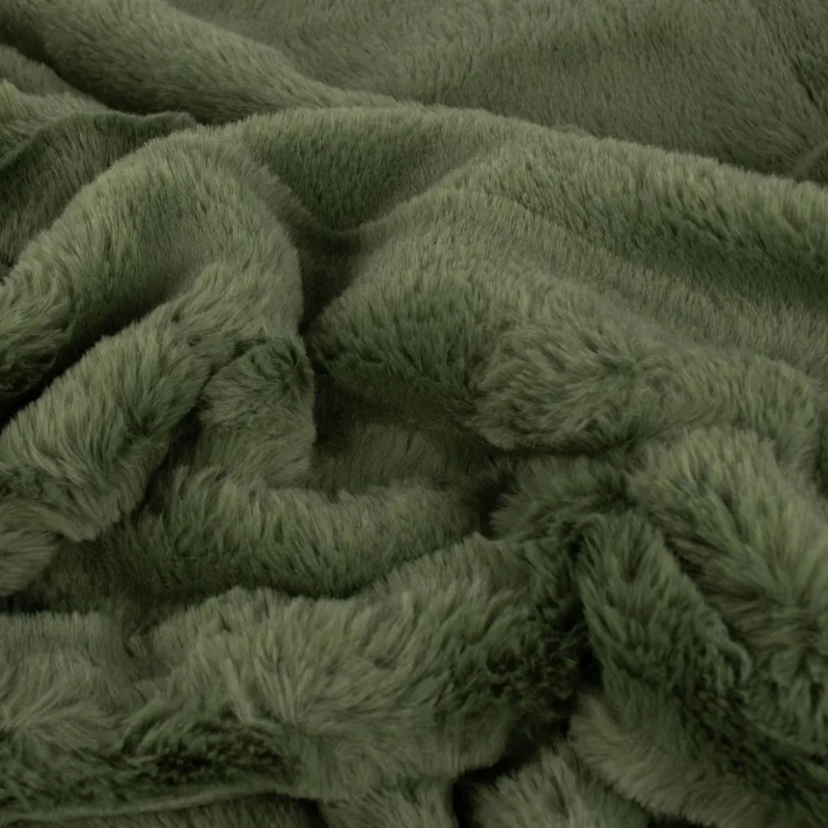 Kuscheldecke zweilagig aus Polyesterplüsch einfarbig khaki grün 130x160cm