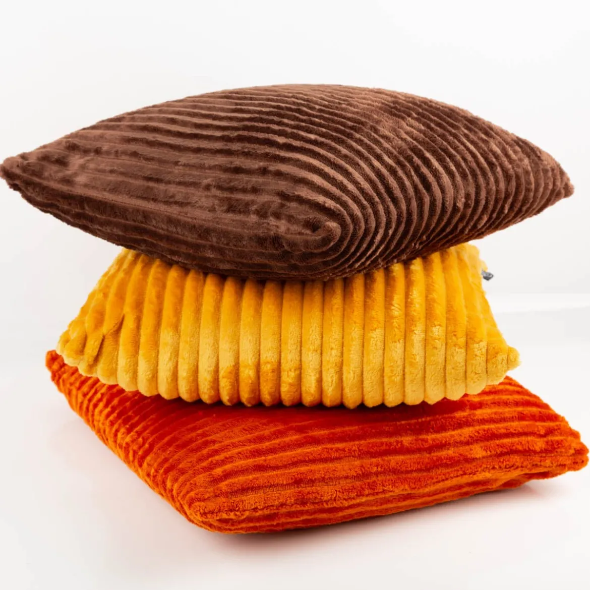 Kuschelkissen aus Plüsch Cordoptik Streifen braun 45x45cm