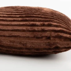 Kuschelkissen aus Plüsch Cordoptik Streifen braun 45x45cm