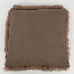 Kuschelkissen Frieda Flokati Schaffell-Optik taupe 45x45cm