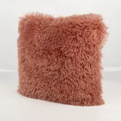 Kuschelkissen Frieda Flokati Schaffell-Optik altrosa 45x45cm